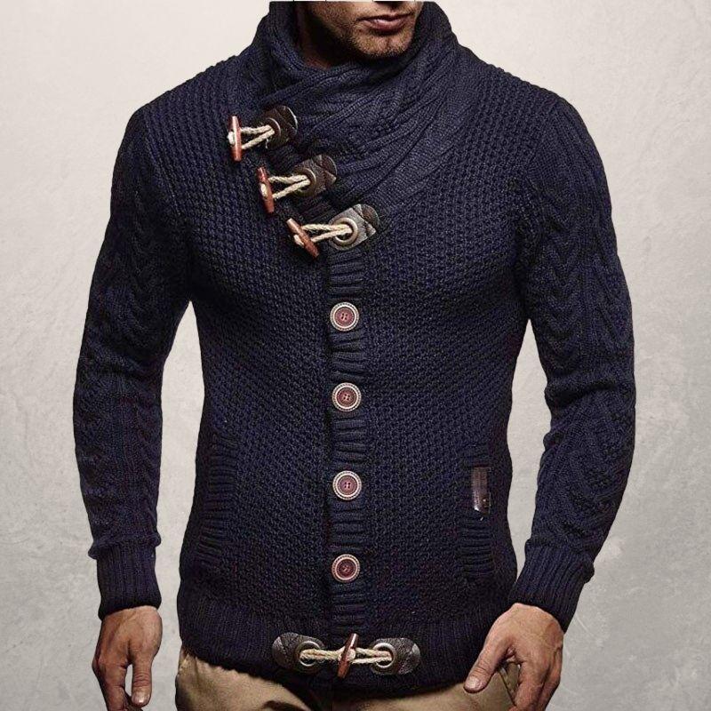 Men's Crew Neck Cable Sweater with Pockets