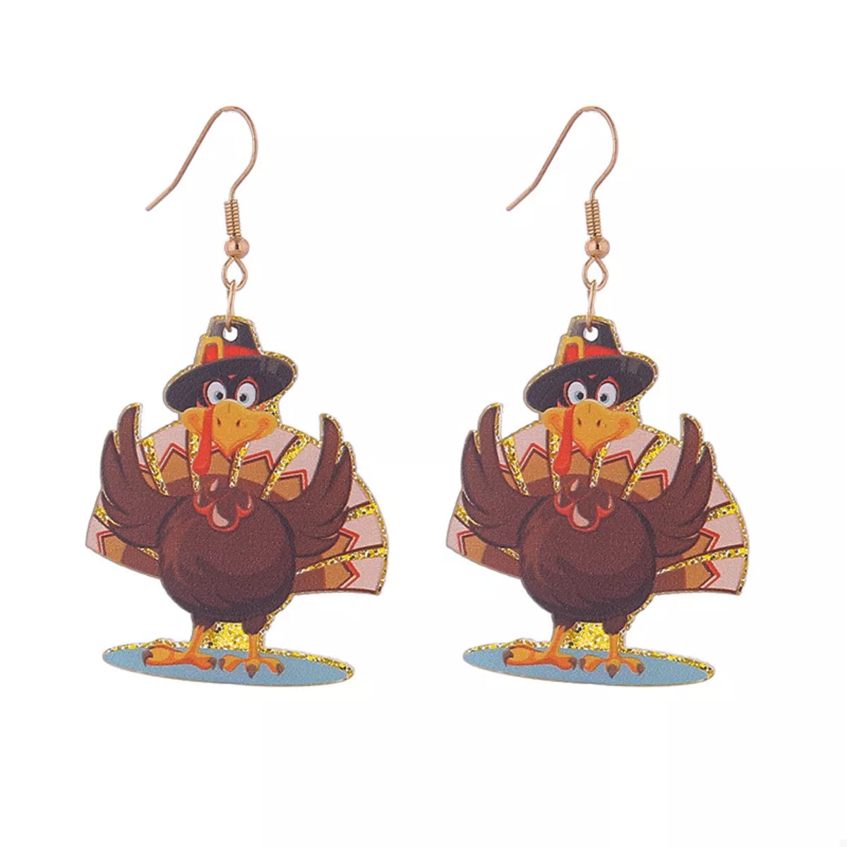 Fall Harvest Turkey Drop Earrings - EasyApparels