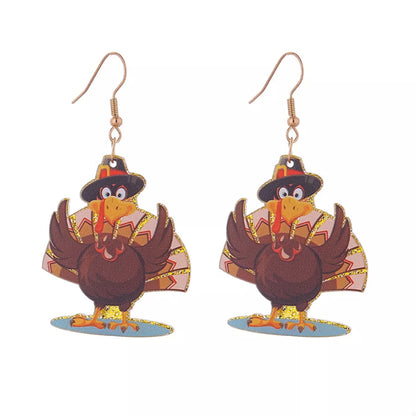 Fall Harvest Turkey Drop Earrings - EasyApparels
