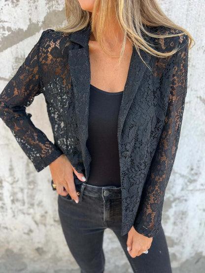 Plus Size Open Front Crochet Cardigan Jacket - EasyApparels