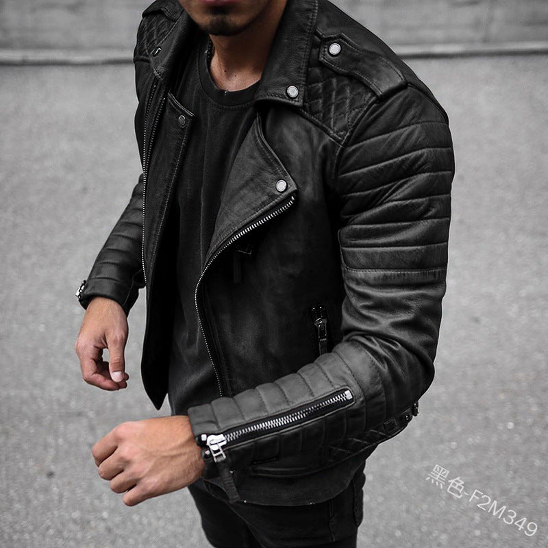 Classic Men's Black Leather Jacket - Vossary
