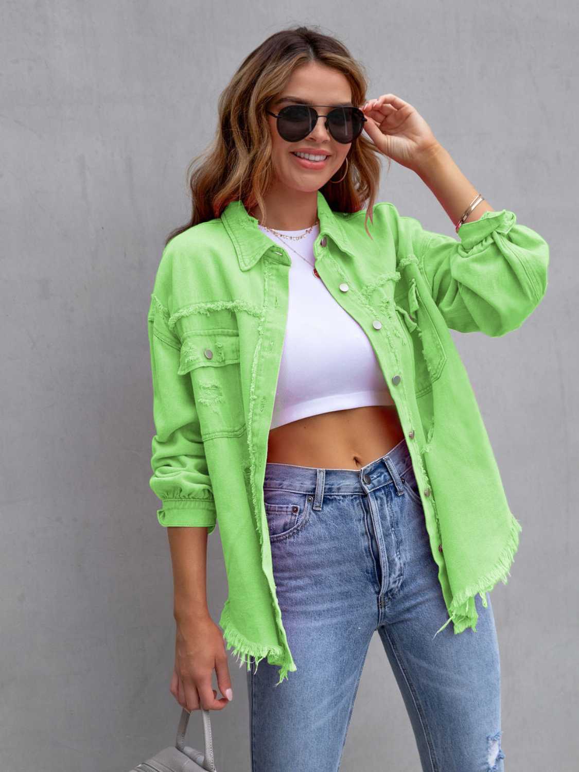Ripped Relaxed Fit Blue Jeans Jacket