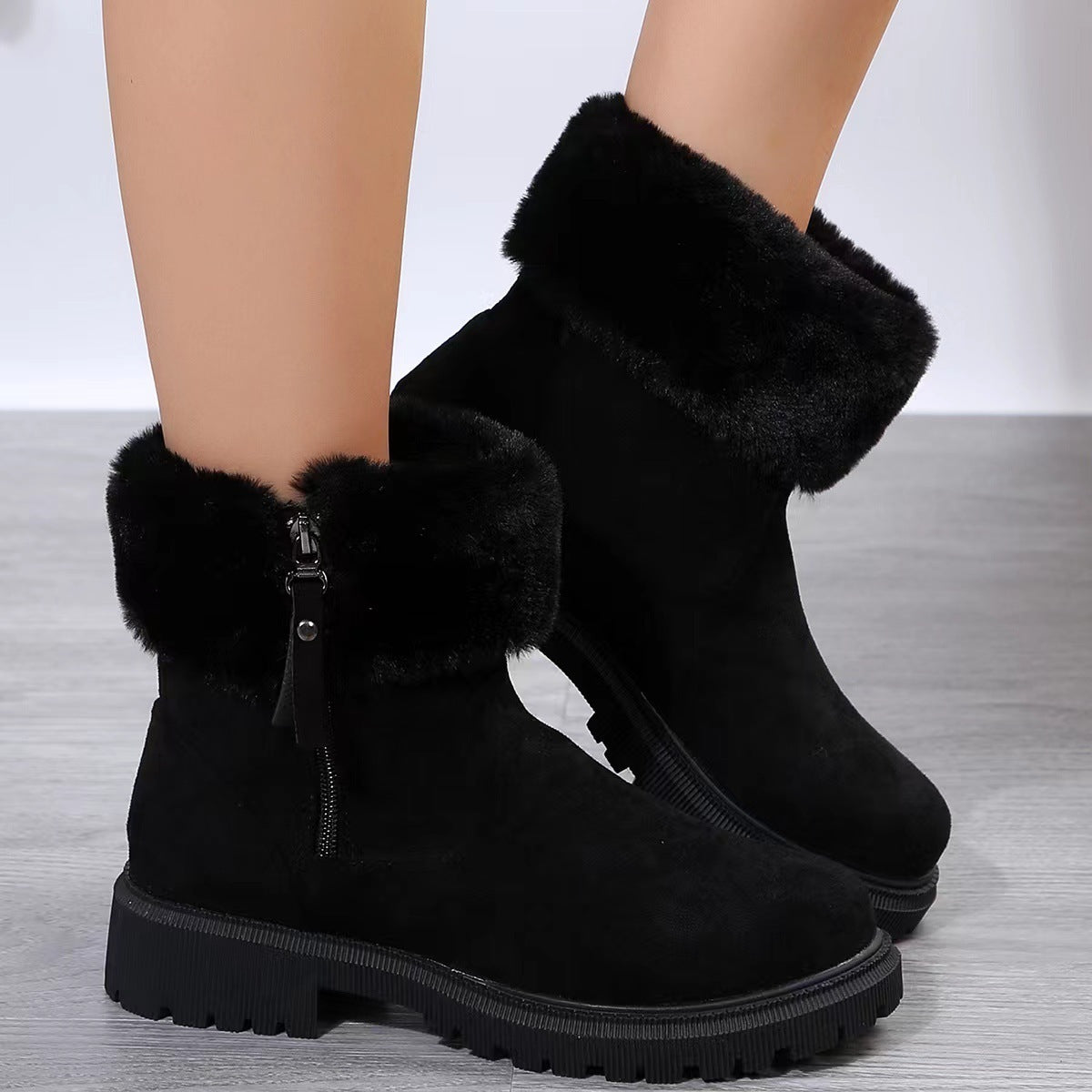 Ladies Warm Low Heel Boots - Vossary