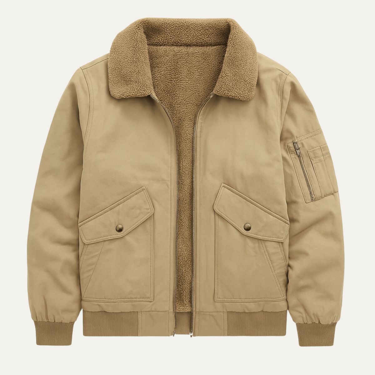 Warm Fleece Lined Mens Bomber Jacket - Vossary