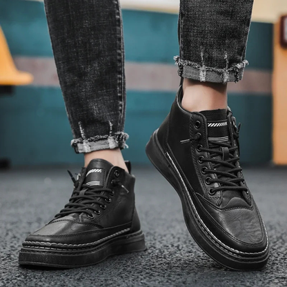 Stylish Men's Leather Zip Up Boots