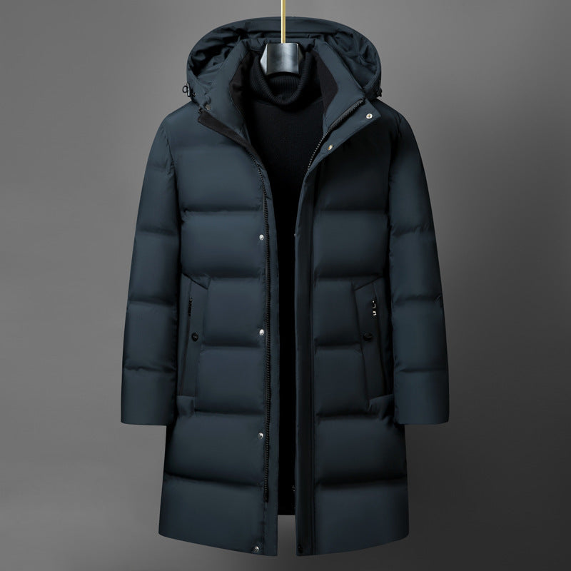 Warm Men's Down Parka Coat - Waterproof Polyester