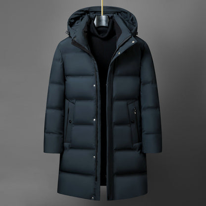 Warm Men's Down Parka Coat - Waterproof Polyester