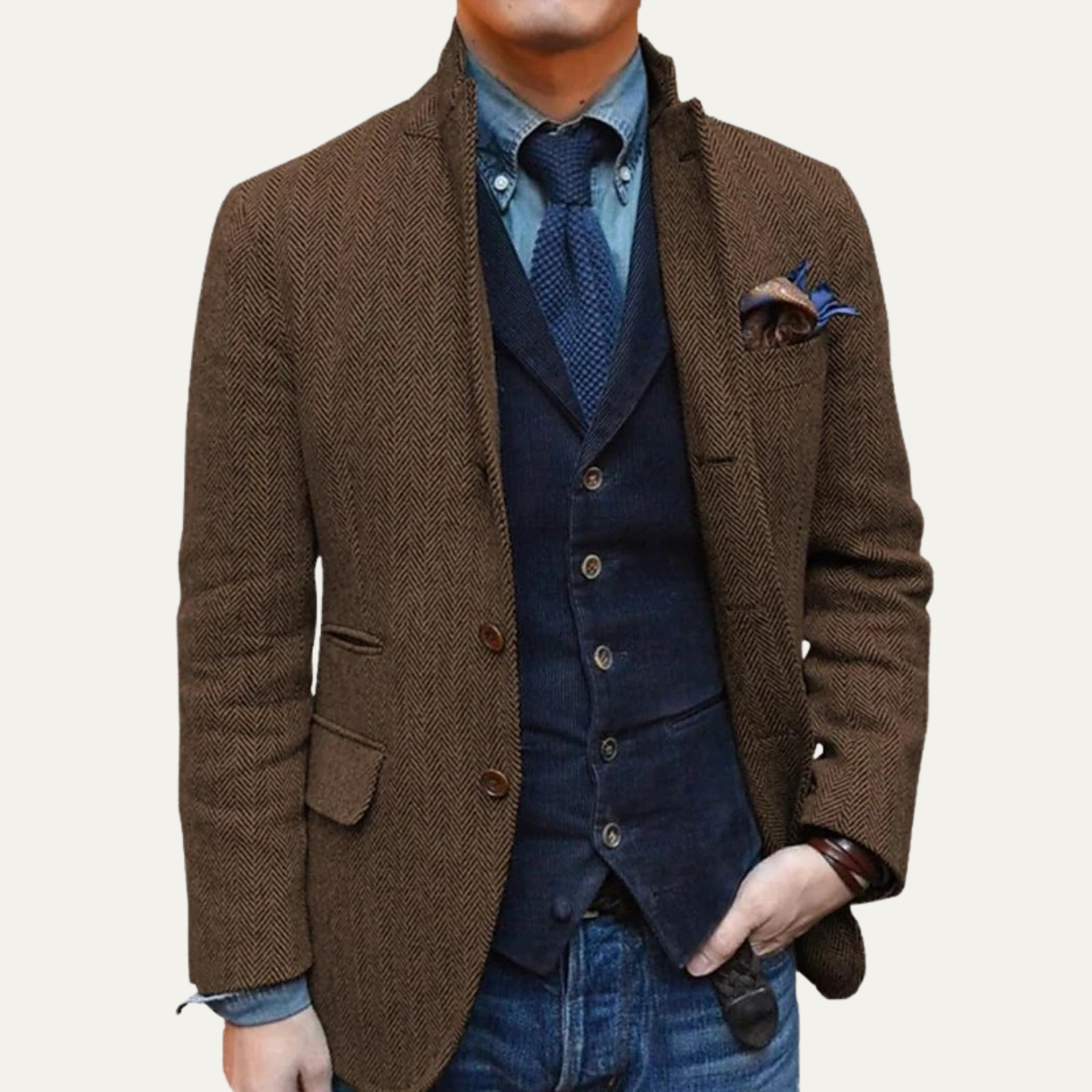 Classic Men's Tweed Blazer Jacket