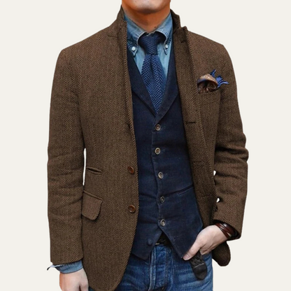 Classic Men's Tweed Blazer Jacket