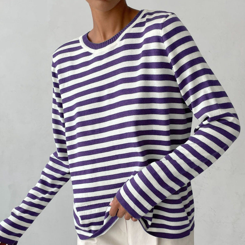 Comfy Women's Striped Crew Neck Sweater