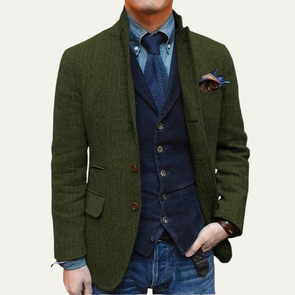 Classic Men's Tweed Blazer Jacket