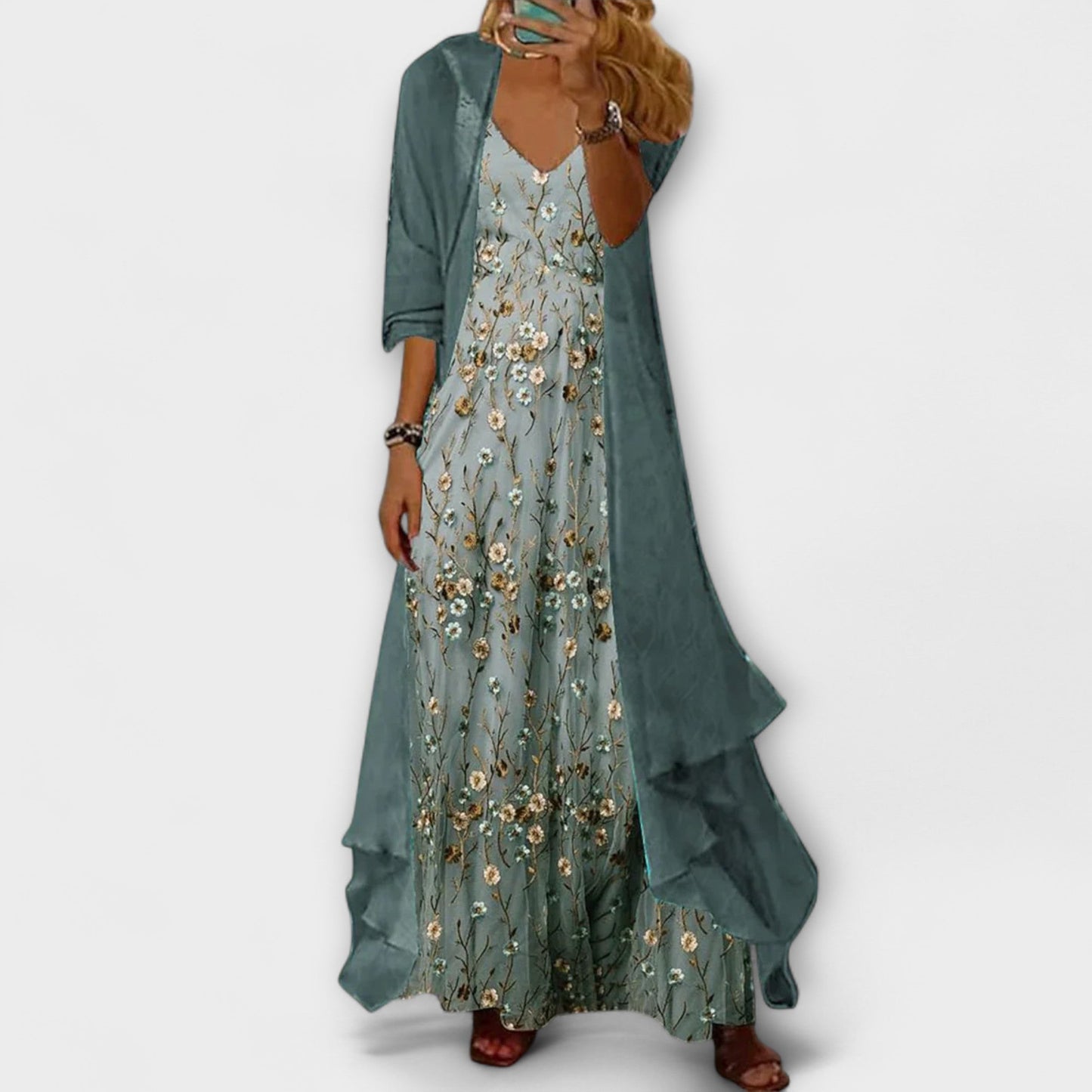 Beautiful Long Two Piece Evening Dress Set