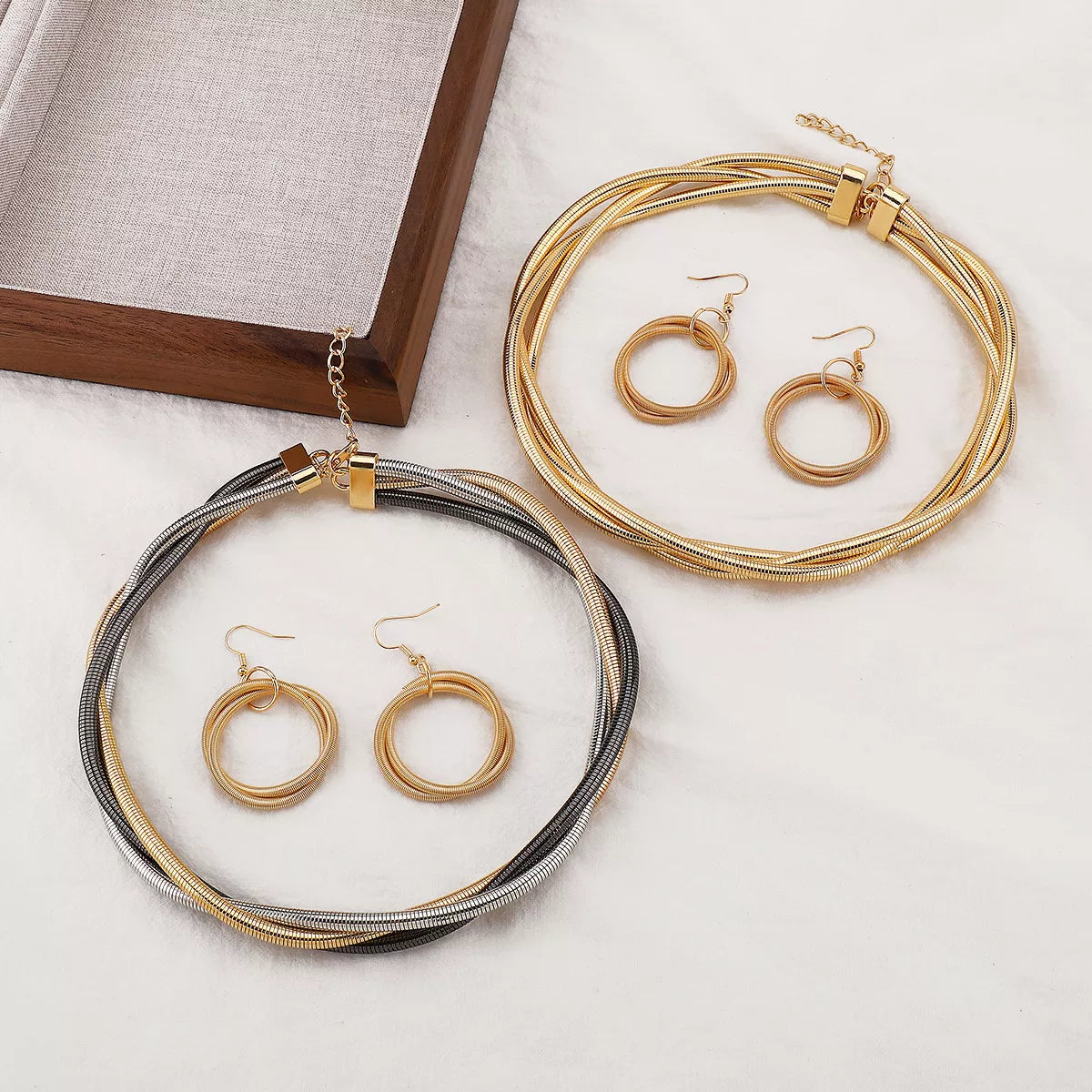 Layered Earrings and Pendant Necklace Set - EasyApparels