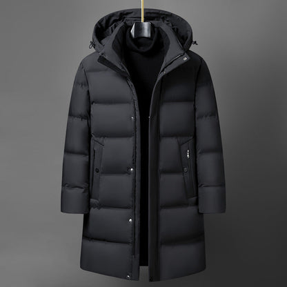 Warm Men's Down Parka Coat - Waterproof Polyester