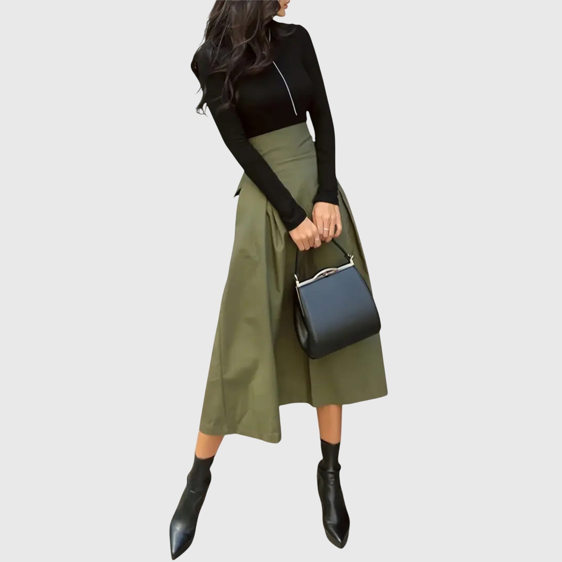 Elegant Mid Length Flowy Skirt - Vossary