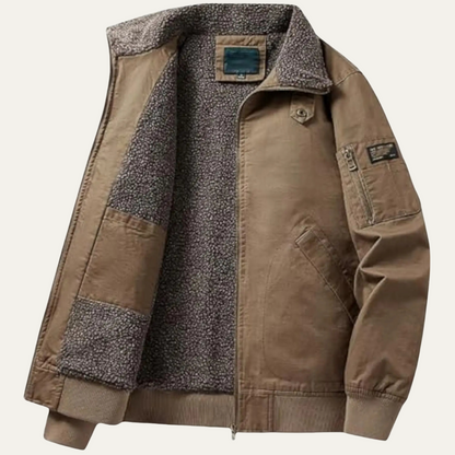 Warm Shearling Lined Men's Winter Bomber Coat