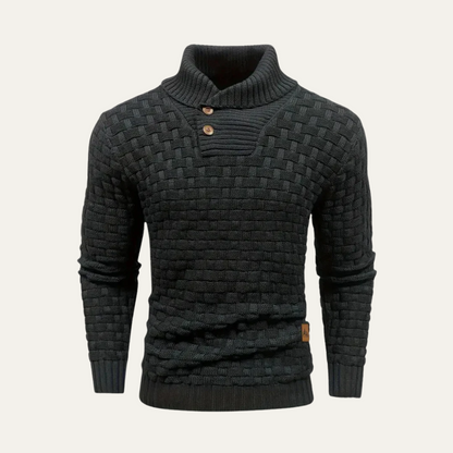 Cozy Button Front Mens Thick Knit Sweater