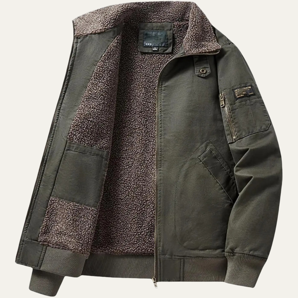 Warm Shearling Lined Men's Winter Bomber Coat