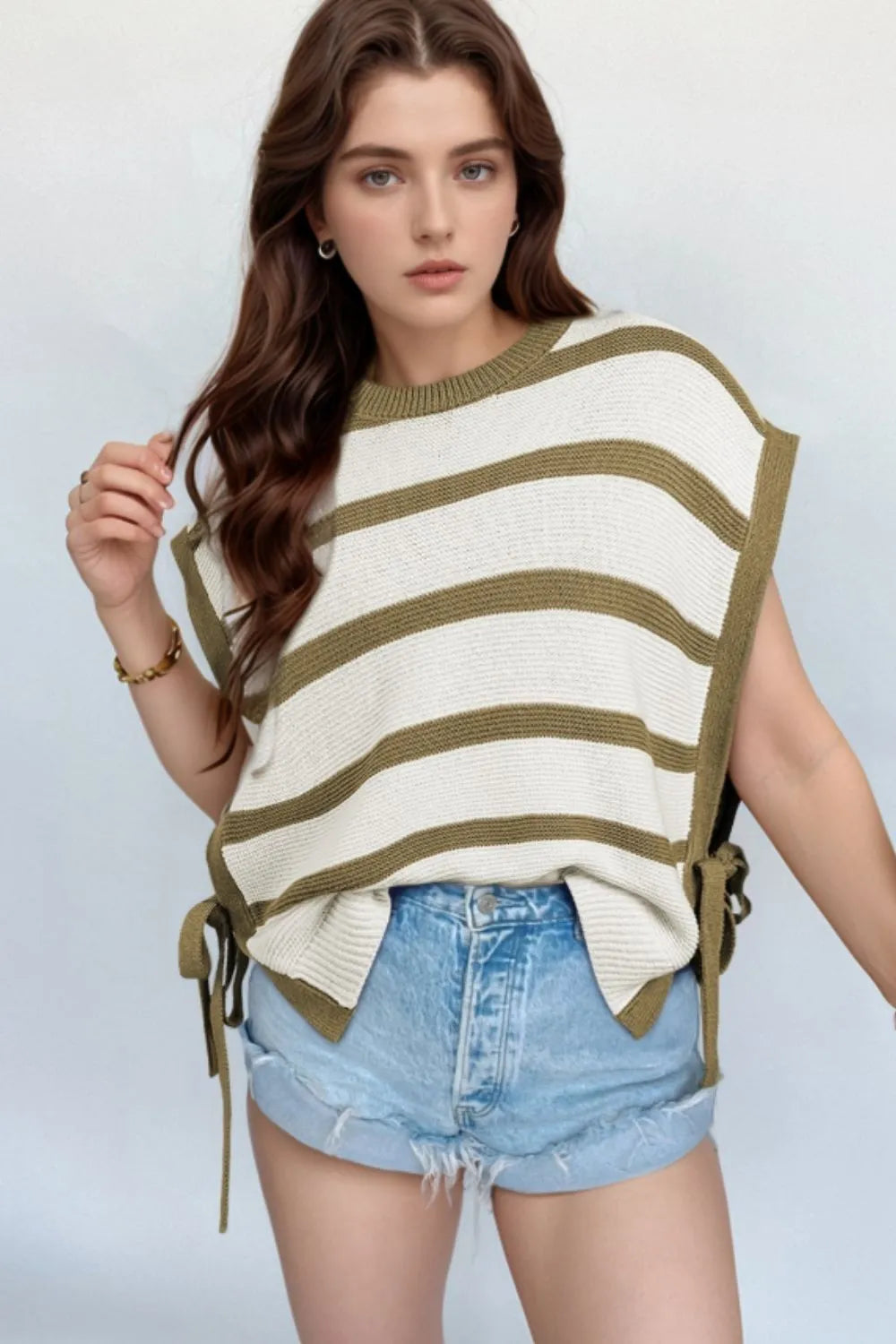 Casual Side Slit Knit Sweater Top - EasyApparels