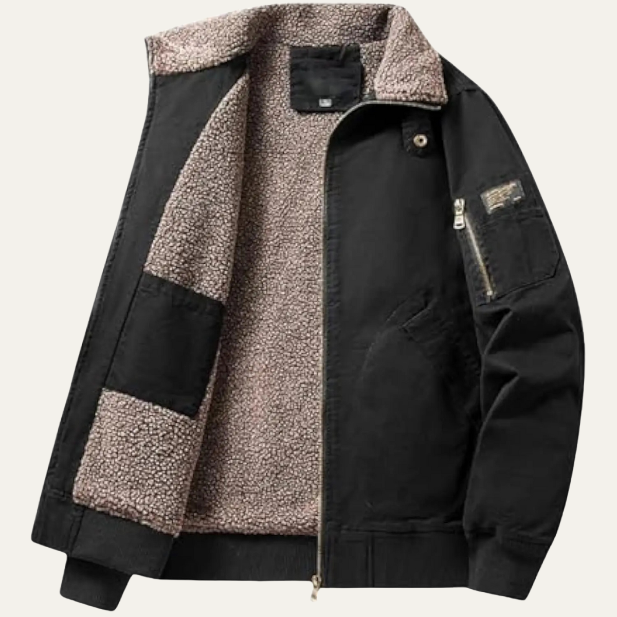 Warm Shearling Lined Men's Winter Bomber Coat