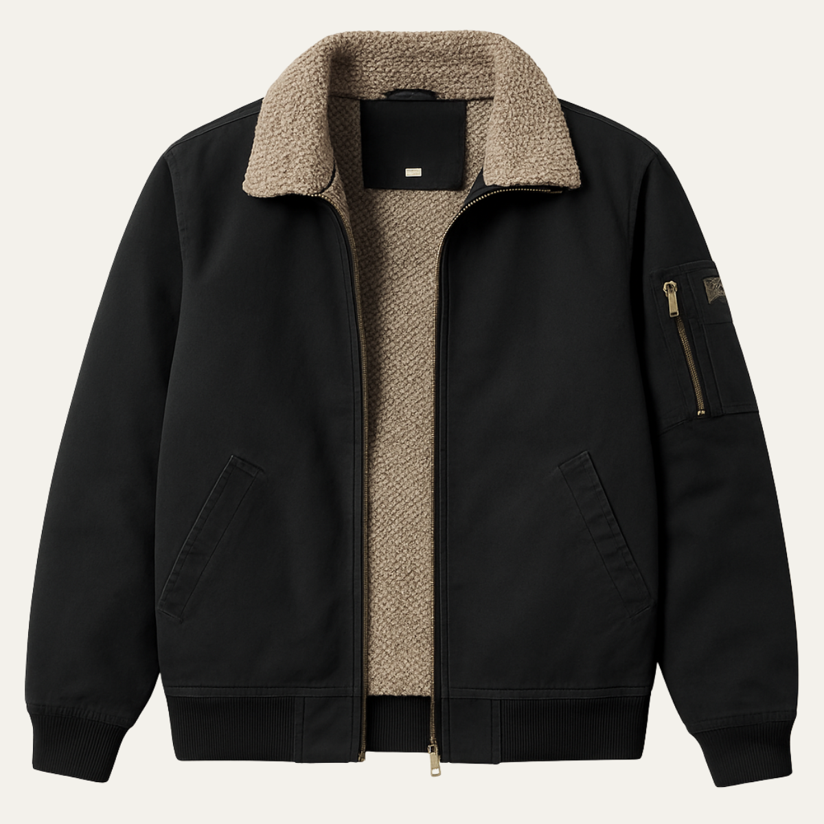 Warm Shearling Lined Men's Winter Bomber Coat - Vossary