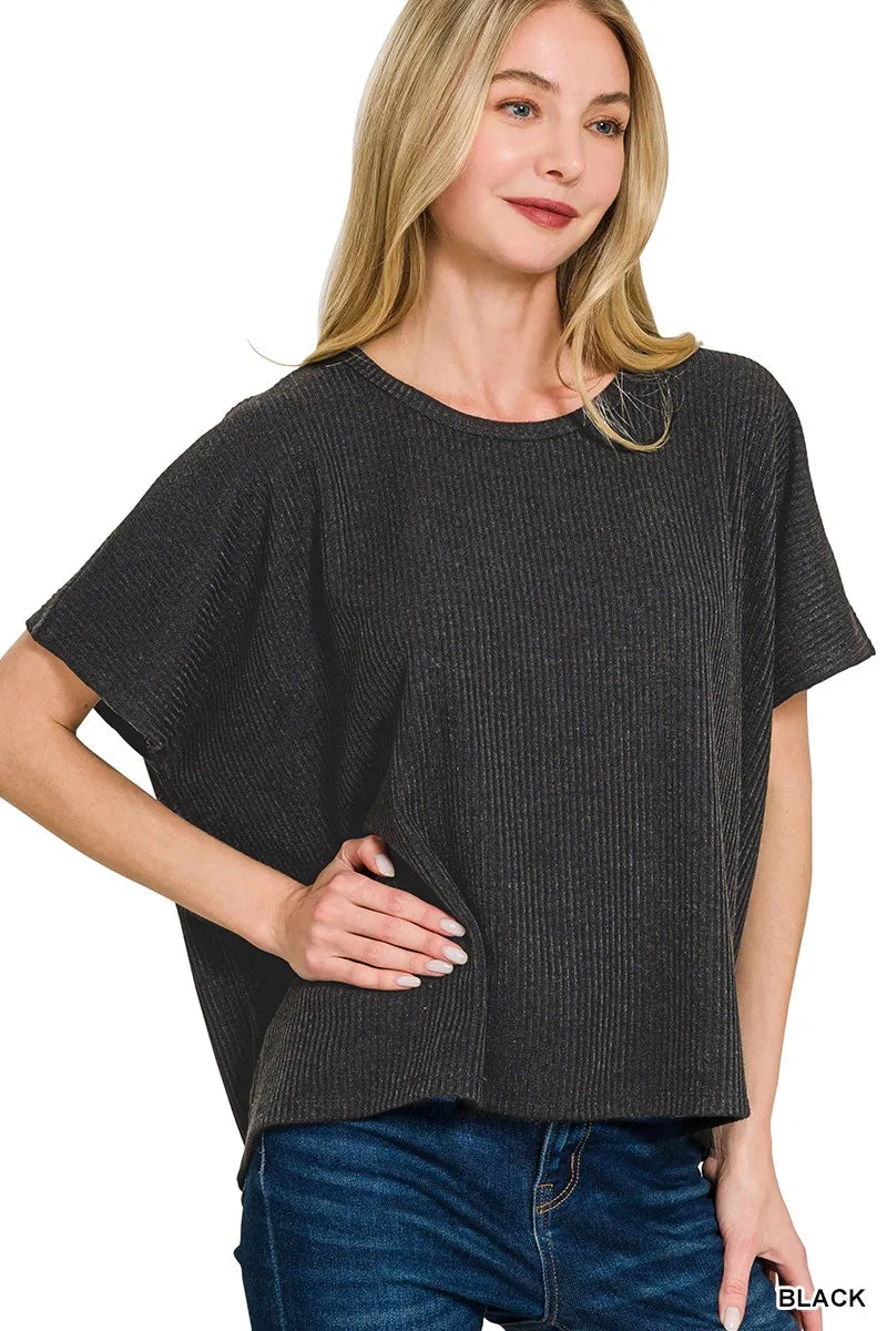 Casual Fit Crew Neck Short Sleeve Knit Top - EasyApparels