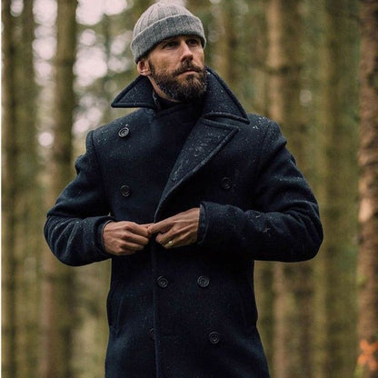 Thick Mens Winter Overcoat - Classic Double Breasted Style