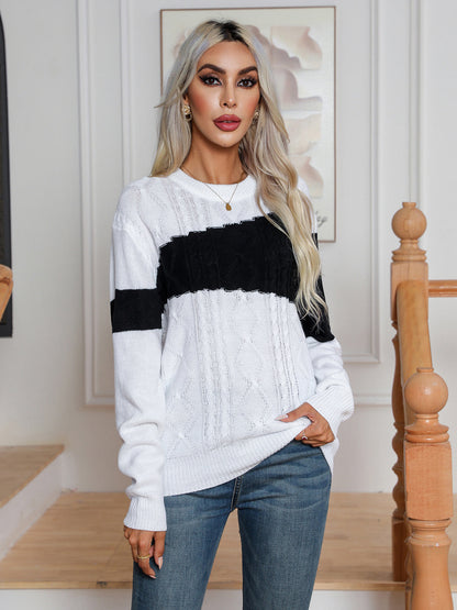 Multicolor Knit Crew Neck Sweater