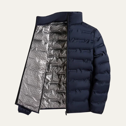 Warm Men's Down Ski Jacket with Thermal Insulation - Navy