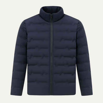Warm Men's Down Ski Jacket with Thermal Insulation - Navy - Vossary