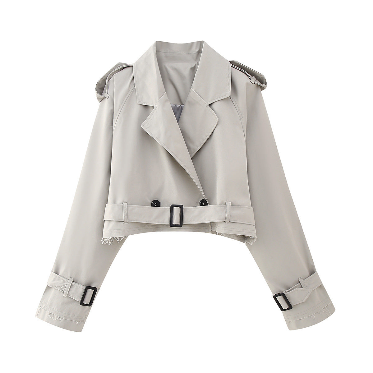 Classic Women's Short Double Breasted Raincoat
