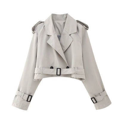 Classic Women's Short Double Breasted Raincoat