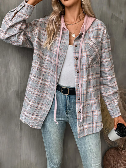Checked Flannel Hoodie Shirt