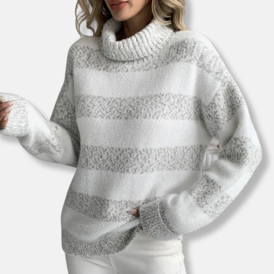 Soft Womens Crew Neck Striped Sweatshirt - EasyApparels