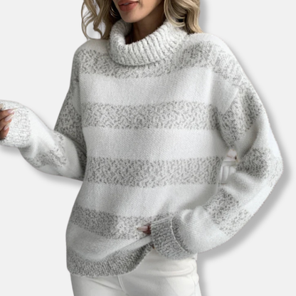 Soft Womens Crew Neck Striped Sweatshirt - EasyApparels