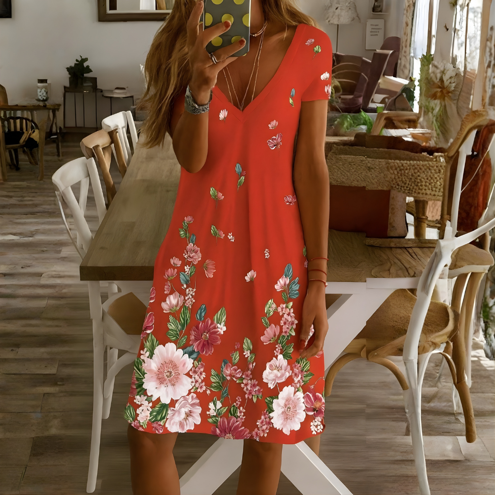 Ladies' Casual Summer V Neck Dress