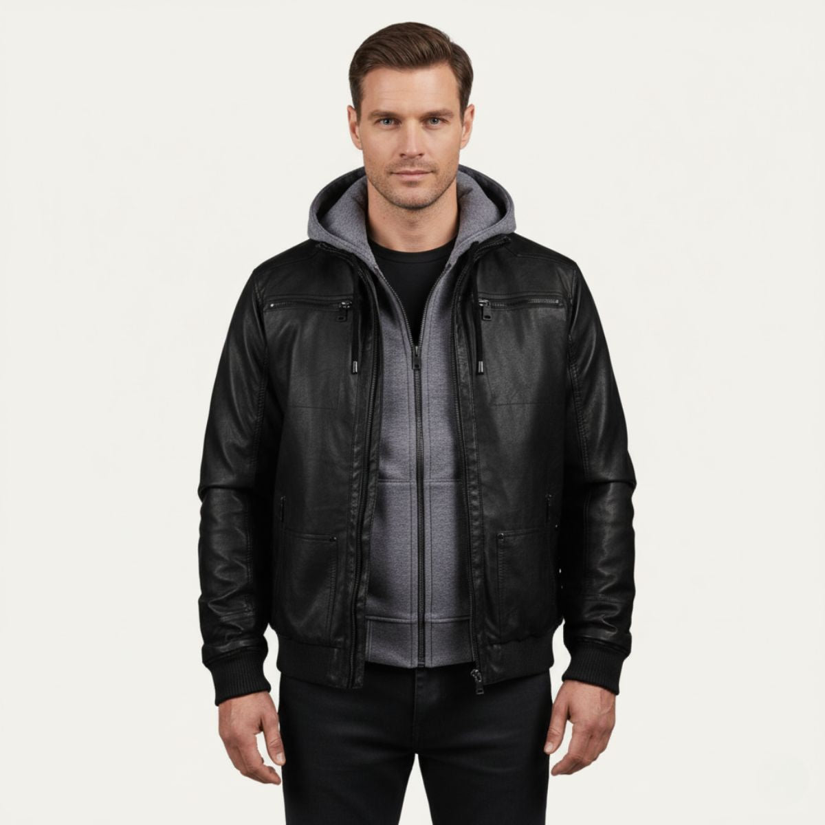Stylish Brown Leather Mens Biker Jacket