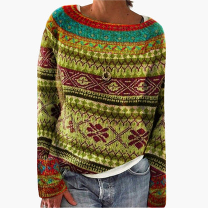 Ladies' Crew Neck Forest Print Sweater