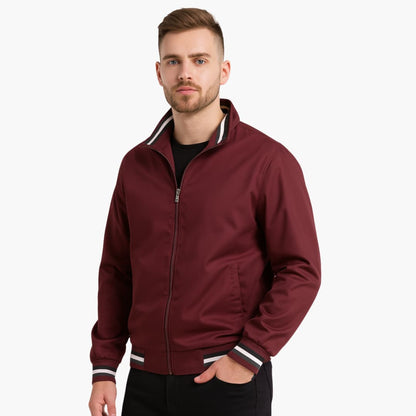 Men's Zip Up Flight Jacket with Stripe Detail