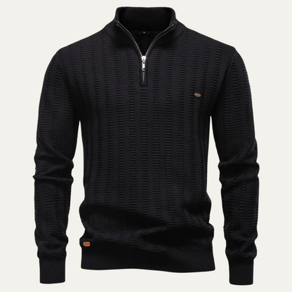Warm Men's Half Zip Wool Winter Sweater - Vossary