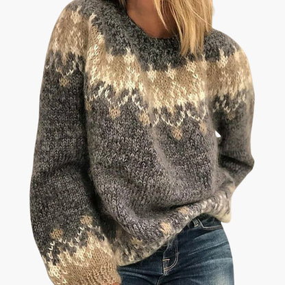 Ladies' Crew Neck Patterned Sweater