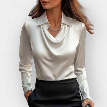 Luxurious Silk Blouse with Ruffled Neckline - Vossary