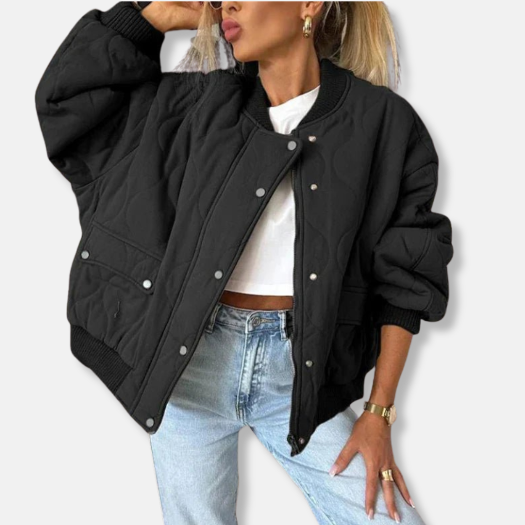 Relaxed Fit Quilted Women's Bomber Jacket