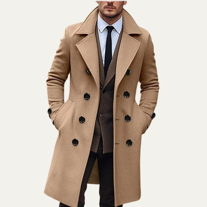 Classic Double Breasted Wool Overcoat for Men