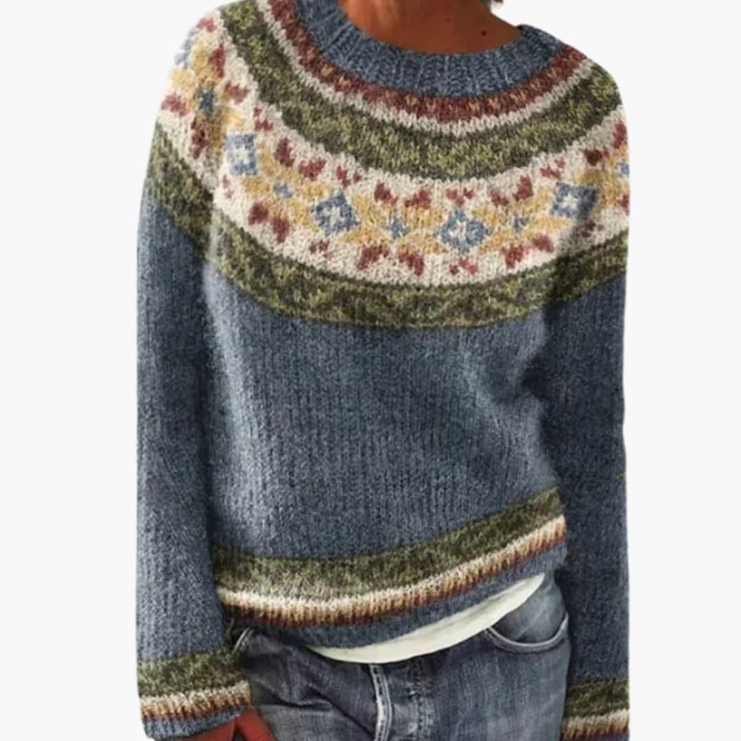 Soft Women's Crew Neck Patterned Sweater