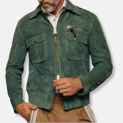 Classic Fit Collared Leather Jacket