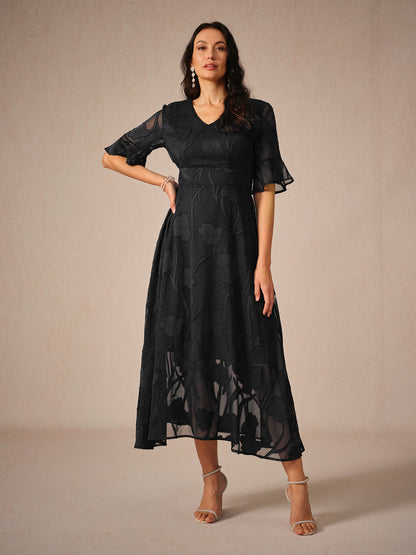 Lovely Long Floral V Neck Maxi Dress