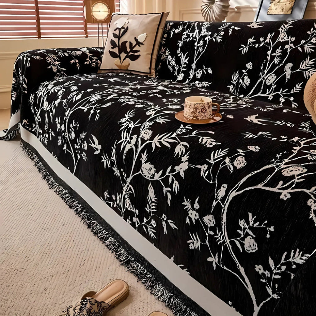 Beautiful Floral Border Throw Blanket