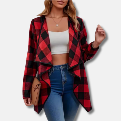 Casual Open Cardigan | Loose Fit Plaid Sweater