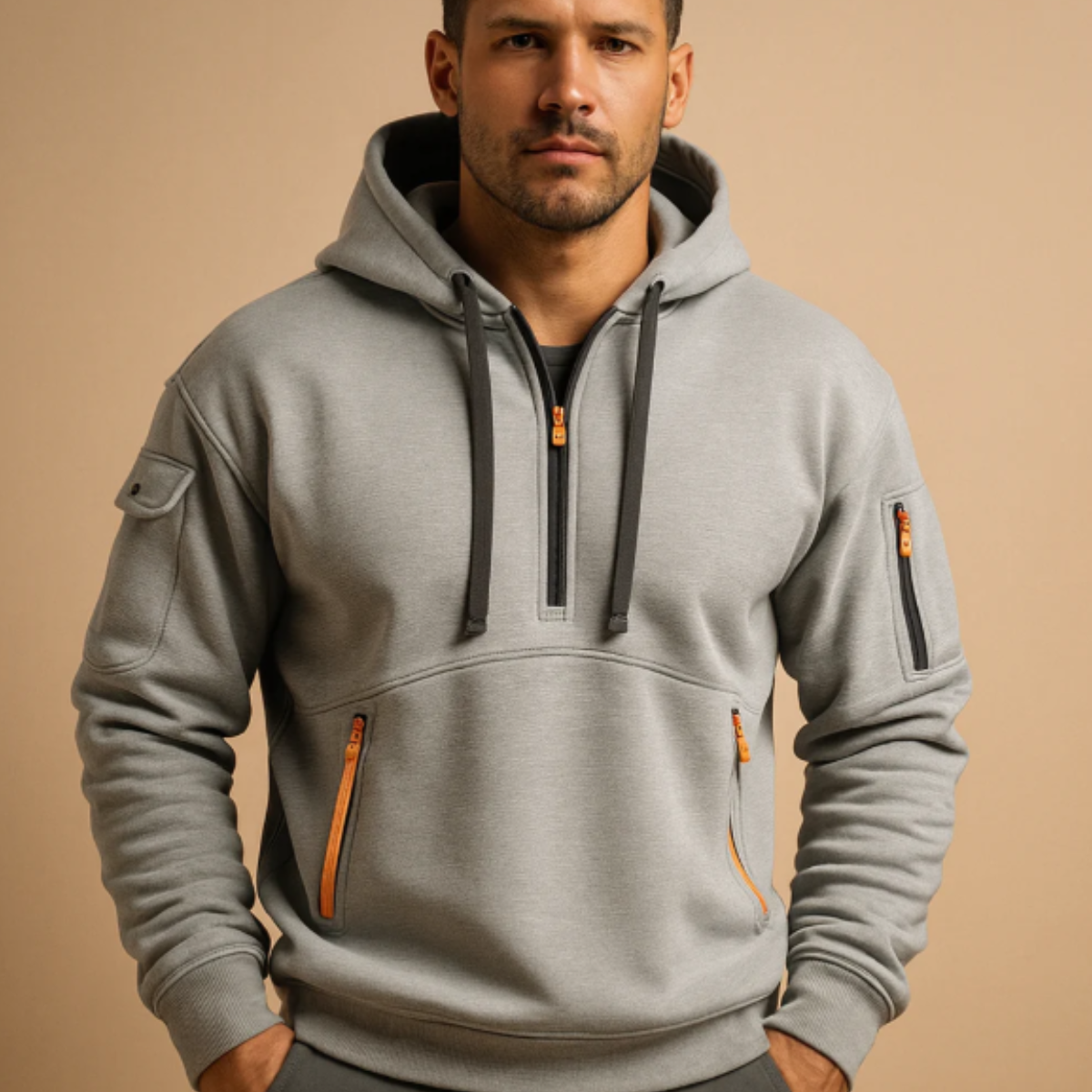 Relaxed Fit Men's Zip Up Hooded Sweater Jacket